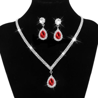Crystal Water-Drop Bridal Necklace Set - Luzilly Bridal & Apparel