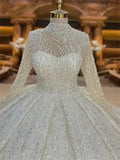 Custom High Neck Ball Gown Wedding Dress | Beaded Arabic Gown - Femstylo - Luzilly Bridal & Apparel