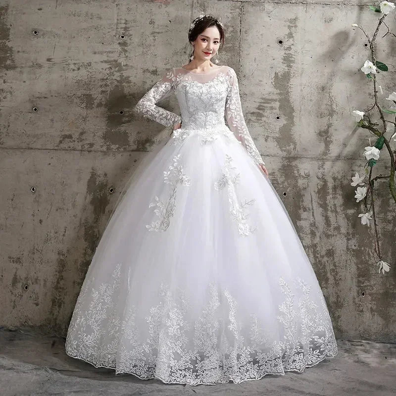 Custom Luxury Wedding Dress - Long Sleeve Ball Gown Plus Size | Femstylo - Luzilly Bridal & Apparel