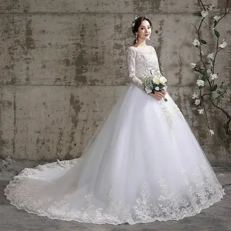 Custom Luxury Wedding Dress - Long Sleeve Ball Gown Plus Size | Femstylo - Luzilly Bridal & Apparel