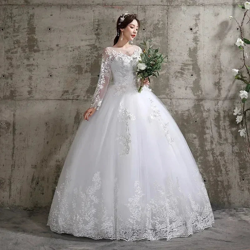 Custom Luxury Wedding Dress - Long Sleeve Ball Gown Plus Size | Femstylo - Luzilly Bridal & Apparel