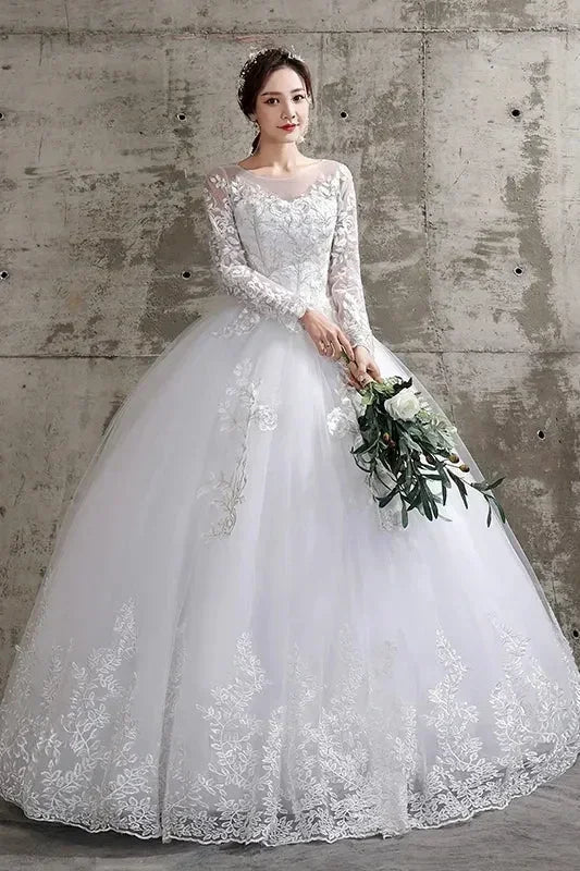 Custom Luxury Wedding Dress - Long Sleeve Ball Gown Plus Size | Femstylo - Luzilly Bridal & Apparel