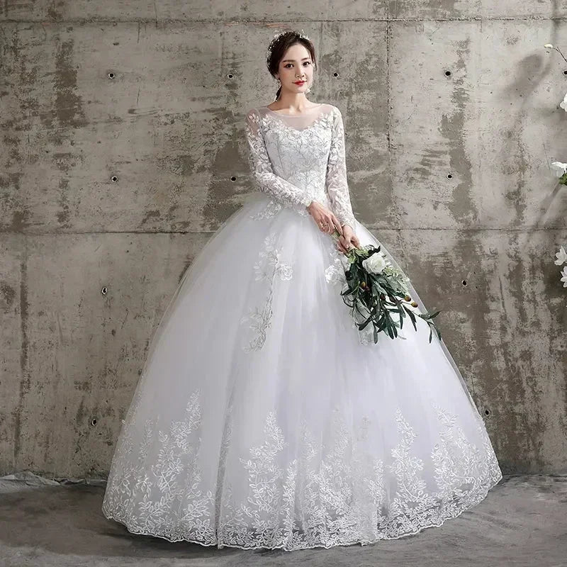 Custom Luxury Wedding Dress - Long Sleeve Ball Gown Plus Size | Femstylo - Luzilly Bridal & Apparel