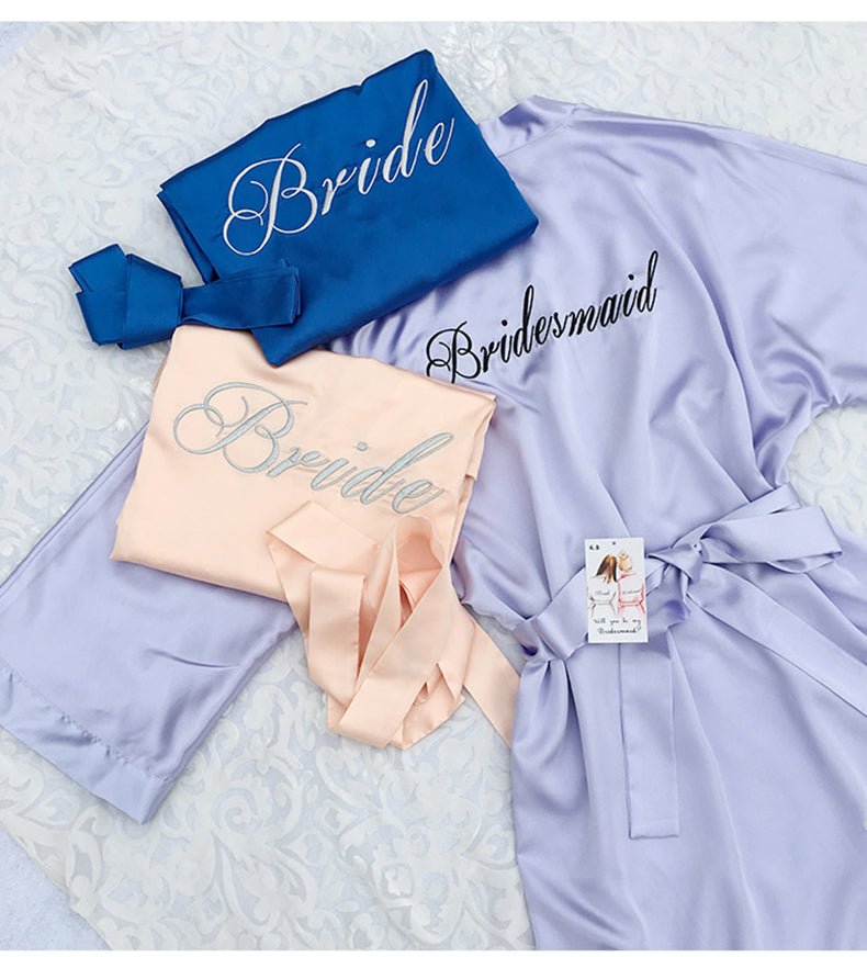 Custom Satin Bridesmaid Robes – Personalized with Name, Title, or Date | Wedding Party Gifts - Luzilly Bridal & Apparel