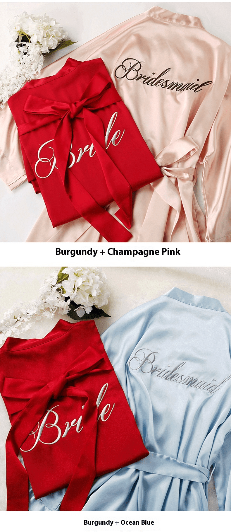 Custom Satin Bridesmaid Robes – Personalized with Name, Title, or Date | Wedding Party Gifts - Luzilly Bridal & Apparel