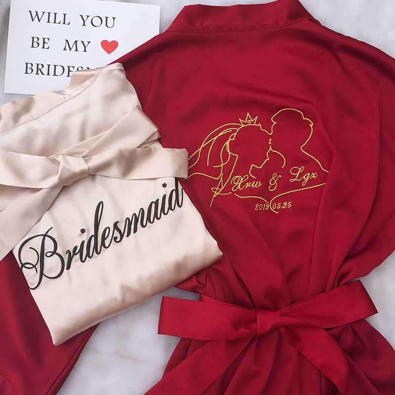 Custom Satin Bridesmaid Robes – Personalized with Name, Title, or Date | Wedding Party Gifts - Luzilly Bridal & Apparel