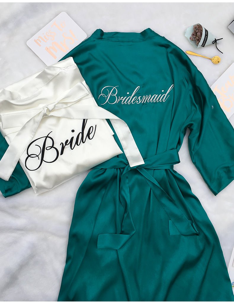 Custom Satin Bridesmaid Robes – Personalized with Name, Title, or Date | Wedding Party Gifts - Luzilly Bridal & Apparel