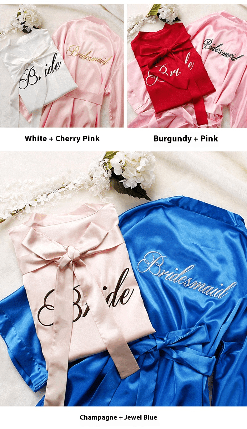 Custom Satin Bridesmaid Robes – Personalized with Name, Title, or Date | Wedding Party Gifts - Luzilly Bridal & Apparel