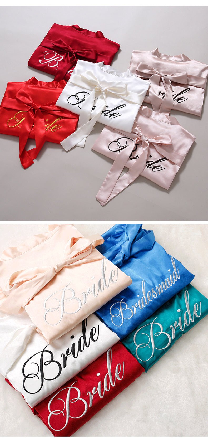 Custom Satin Bridesmaid Robes – Personalized with Name, Title, or Date | Wedding Party Gifts - Luzilly Bridal & Apparel