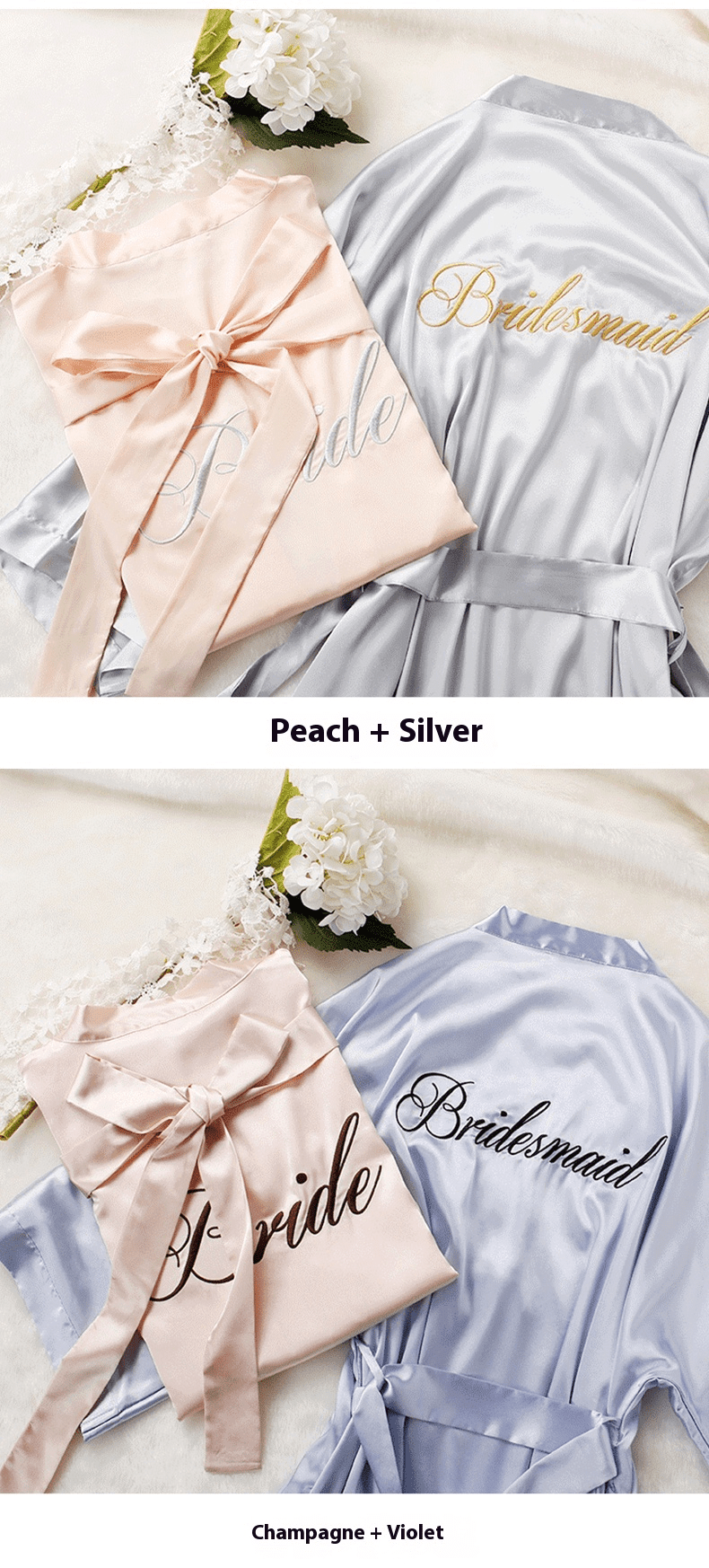 Custom Satin Bridesmaid Robes – Personalized with Name, Title, or Date | Wedding Party Gifts - Luzilly Bridal & Apparel
