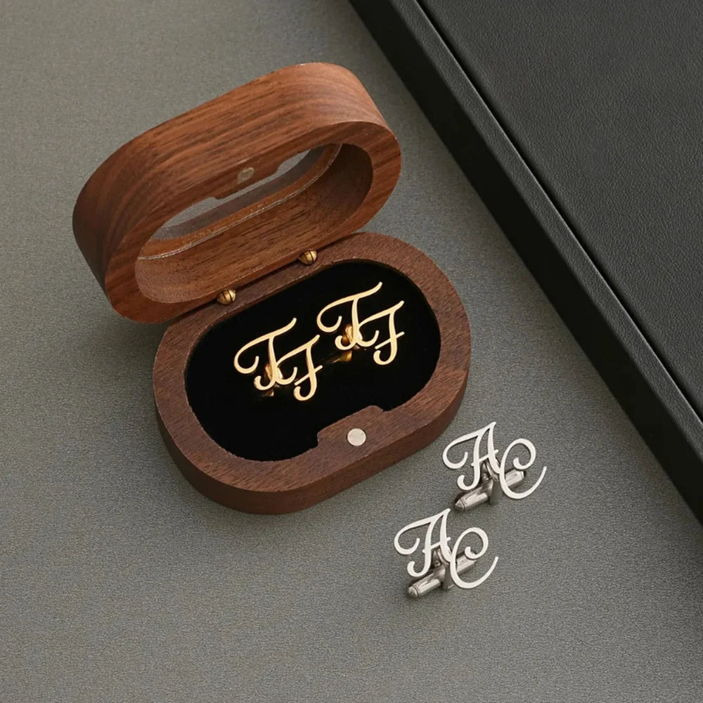 Customized initial cufflinks for weddings. Prepare wedding gifts for him. Prepare cufflinks for men. Prepare gifts for dad - Luzilly Bridal & Apparel