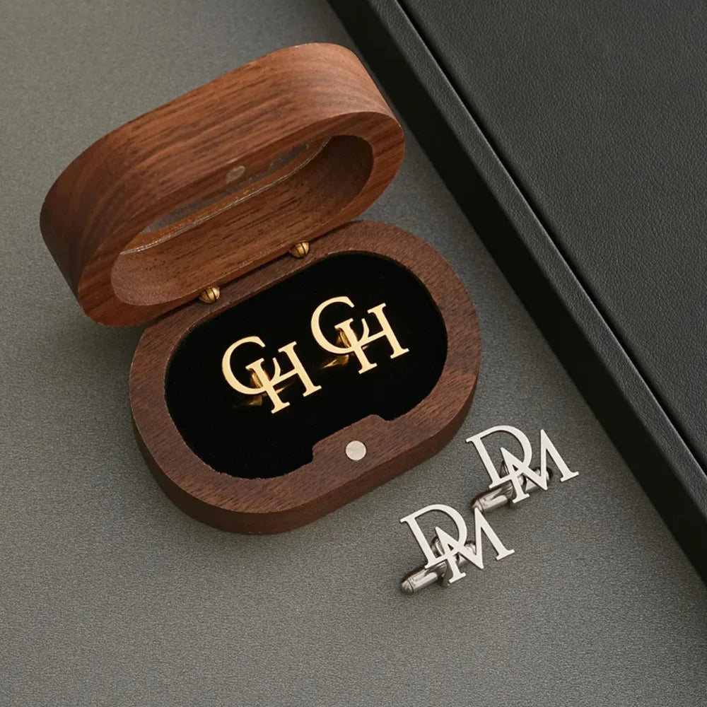 Customized initial cufflinks for weddings. Prepare wedding gifts for him. Prepare cufflinks for men. Prepare gifts for dad - Luzilly Bridal & Apparel