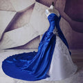 Customized Royal Blue And White Wedding Gowns Dresses Sweetheart Lace Up Vestidos De Noiva Plus Size Sexy Long Bridal Dresses - Luzilly Bridal & Apparel