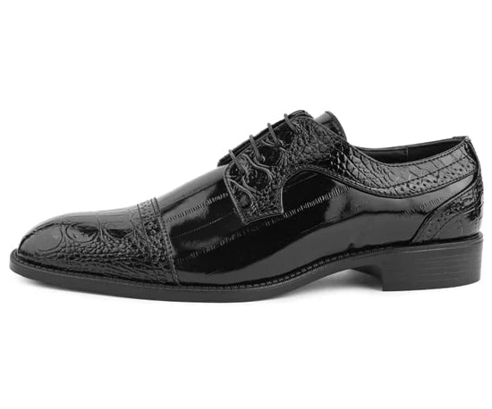 Dallas Cap-Toe Gator-Print Dress Shoe - Luzilly Bridal & Apparel