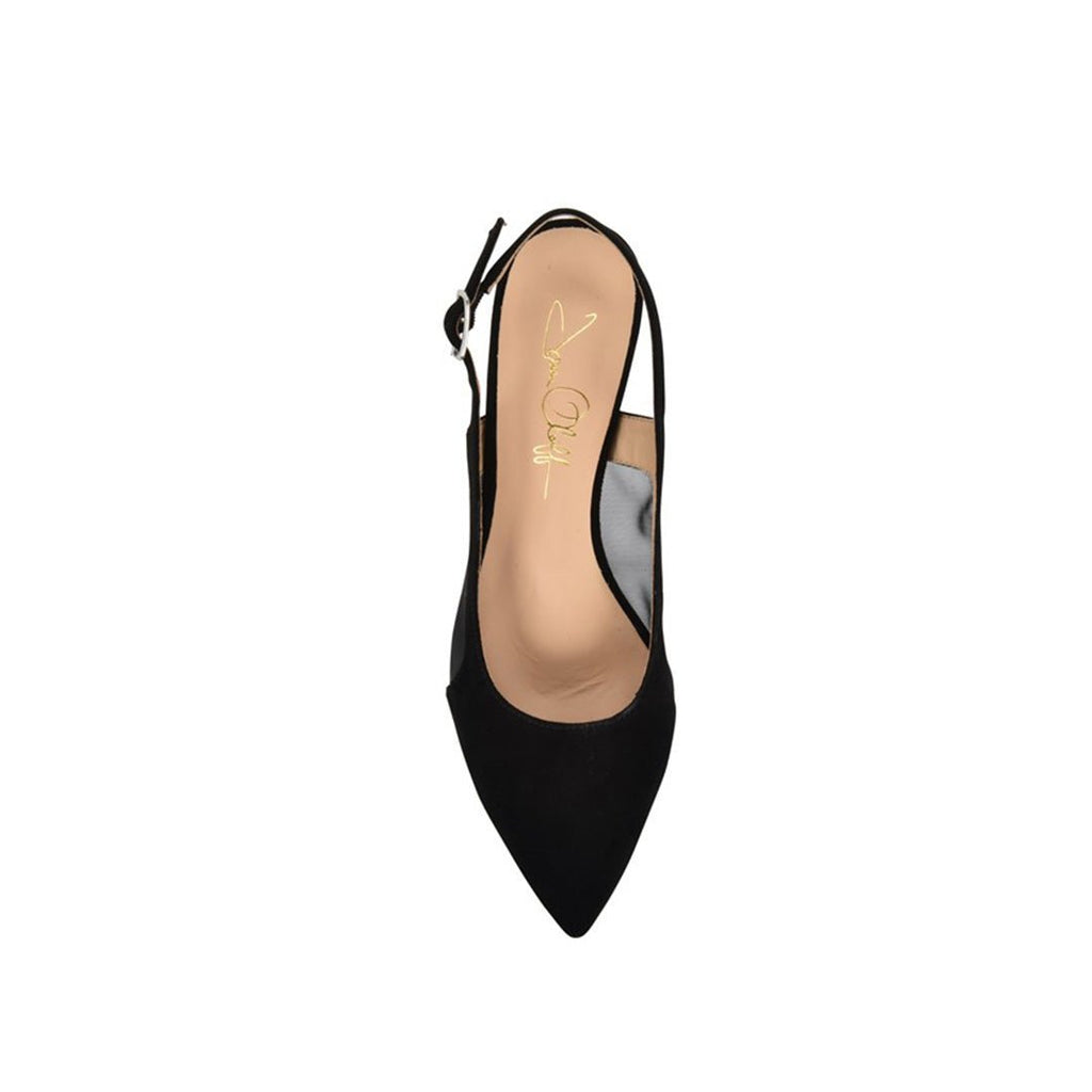 Dance Slingback Heel in Black Suede & Mesh - Luzilly Bridal & Apparel