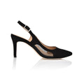 Dance Slingback Heel in Black Suede & Mesh - Luzilly Bridal & Apparel