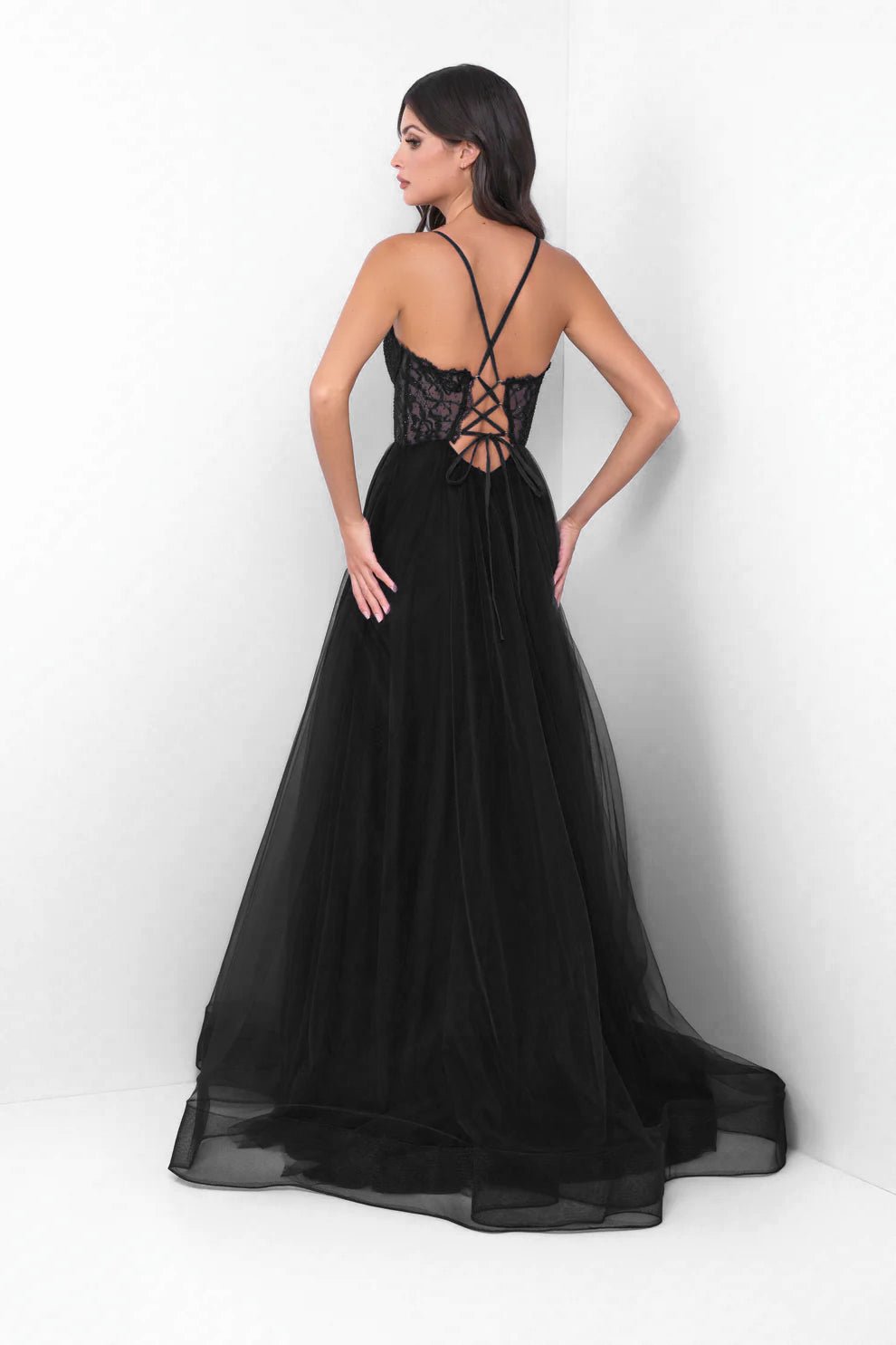 Dani Gown - Black - Lace & Tulle A-line Dress - Luzilly Bridal & Apparel