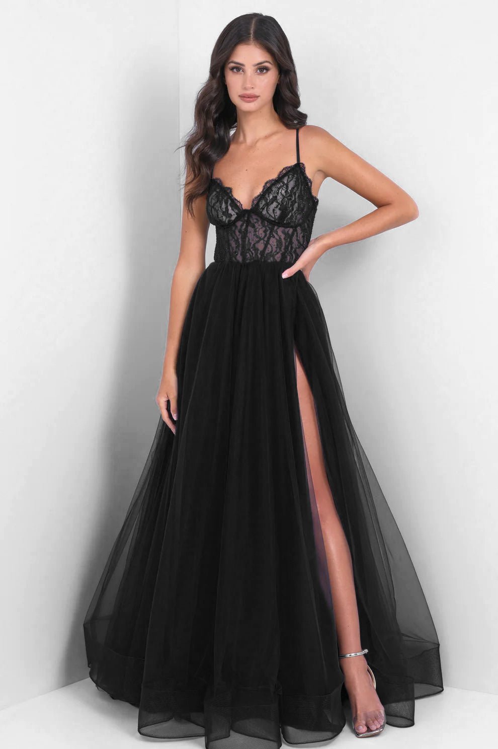 Dani Gown - Black - Lace & Tulle A-line Dress - Luzilly Bridal & Apparel