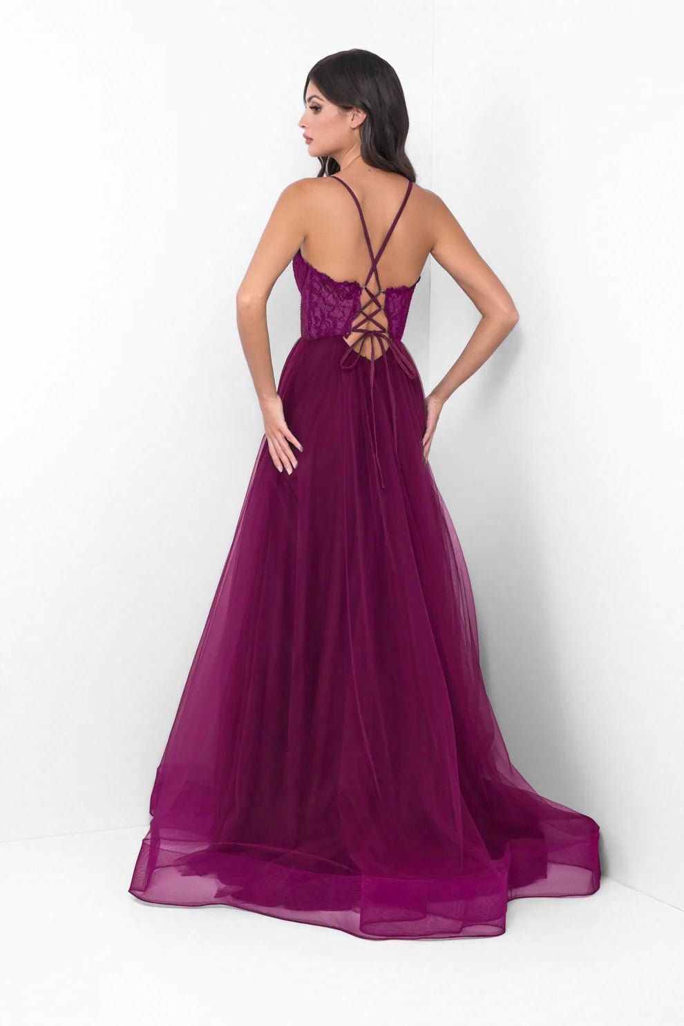 Dani Gown - Mulberry - Lace & Tulle A-line Dress - Luzilly Bridal & Apparel