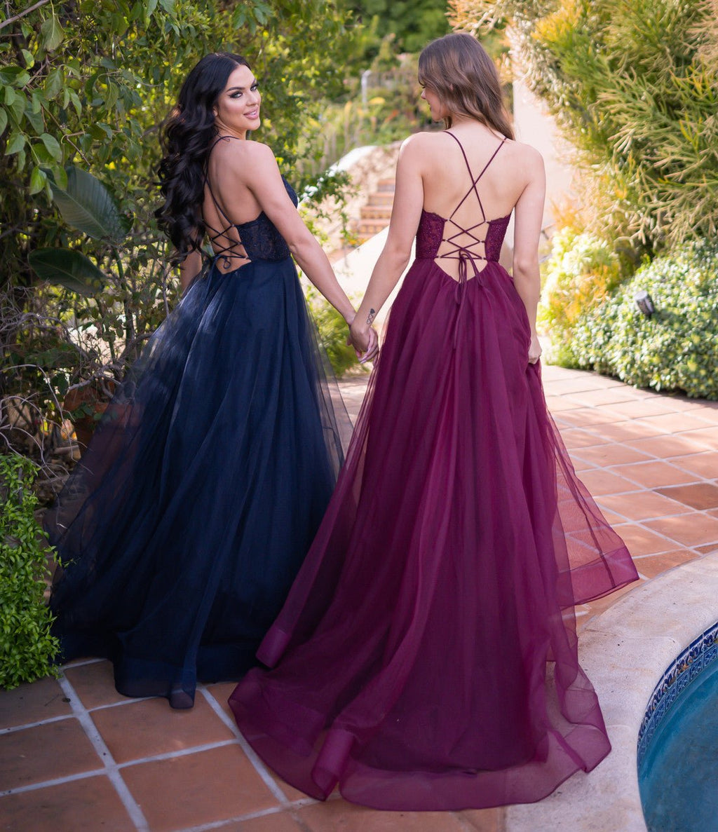 Dani Gown - Mulberry - Lace & Tulle A-line Dress - Luzilly Bridal & Apparel