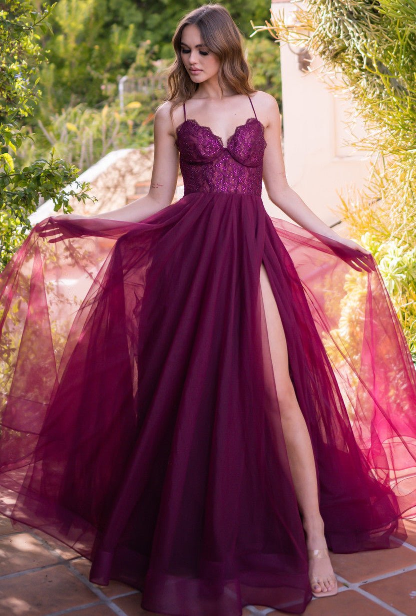 Dani Gown - Mulberry - Lace & Tulle A-line Dress - Luzilly Bridal & Apparel