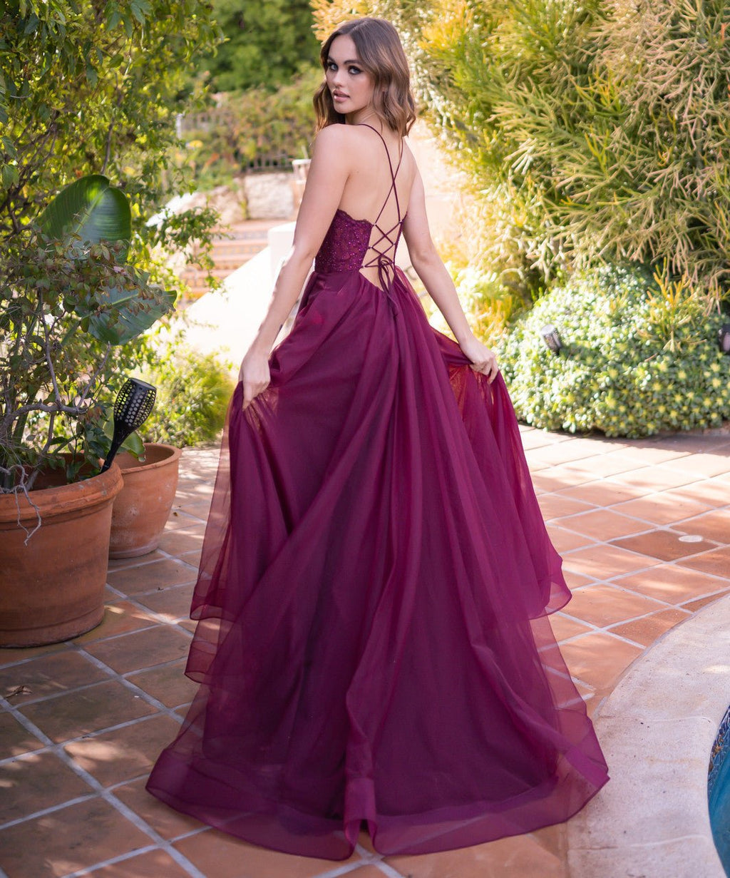 Dani Gown - Mulberry - Lace & Tulle A-line Dress - Luzilly Bridal & Apparel