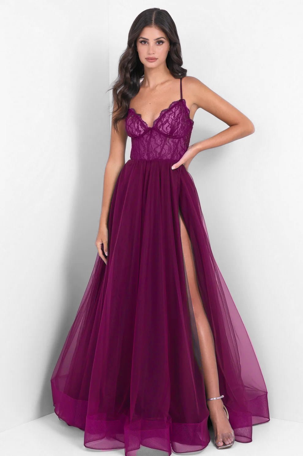 Dani Gown - Mulberry - Lace & Tulle A-line Dress - Luzilly Bridal & Apparel