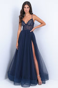 Dani Gown - Navy - Lace & Tulle A-line Dress - Luzilly Bridal & Apparel