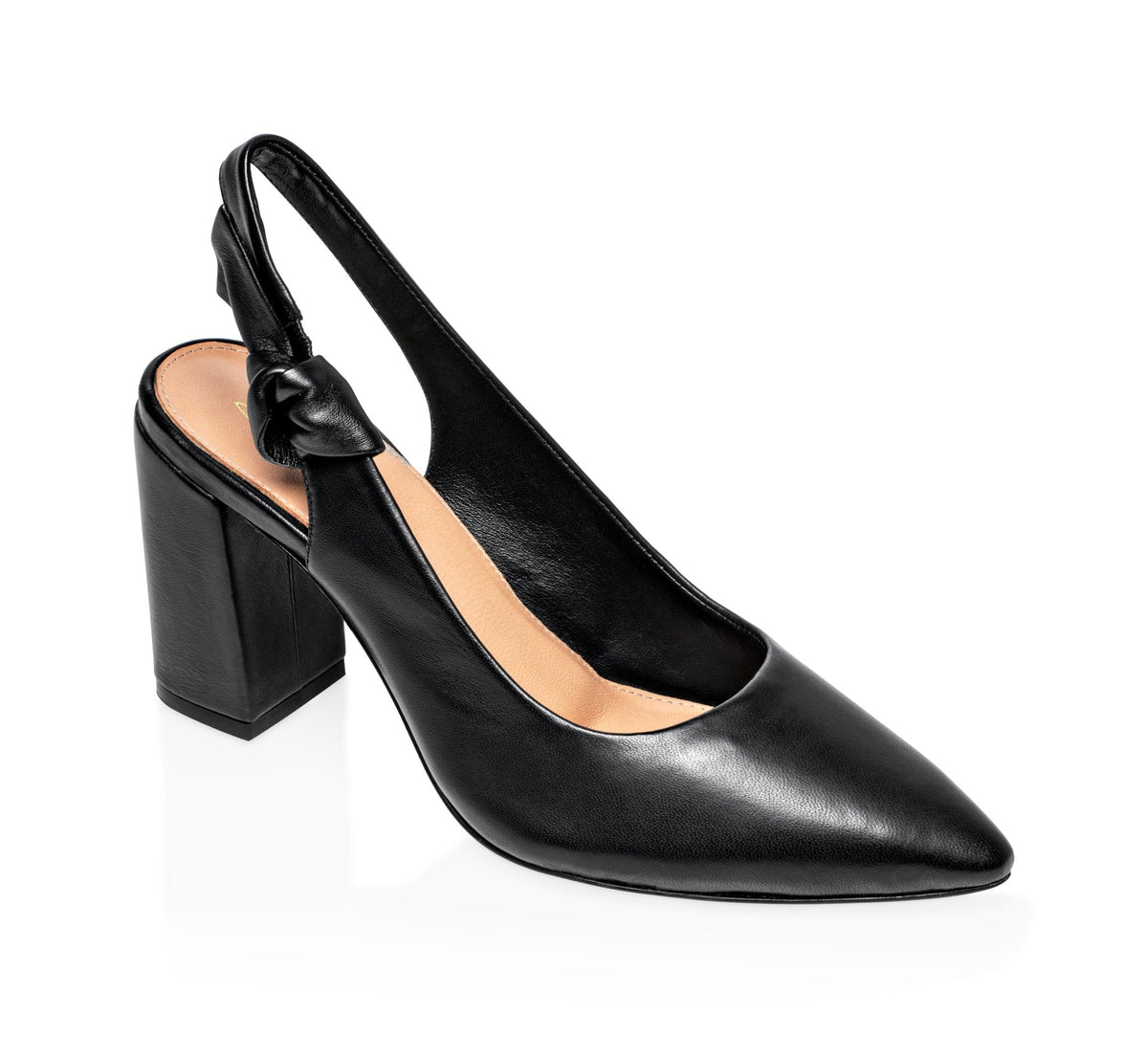 Daphne Leather Slingback Pump Black - Luzilly Bridal & Apparel