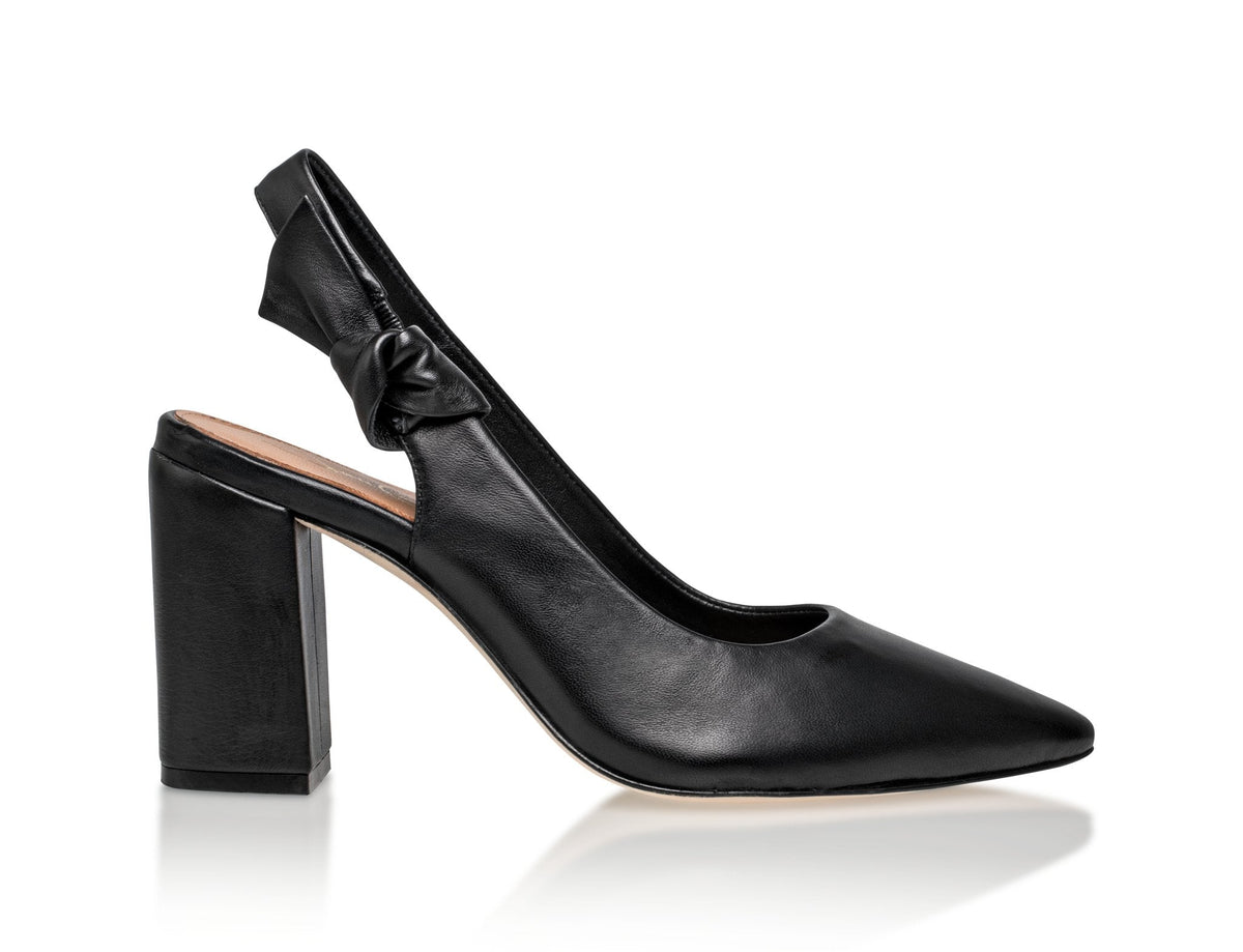 Daphne Leather Slingback Pump Black - Luzilly Bridal & Apparel