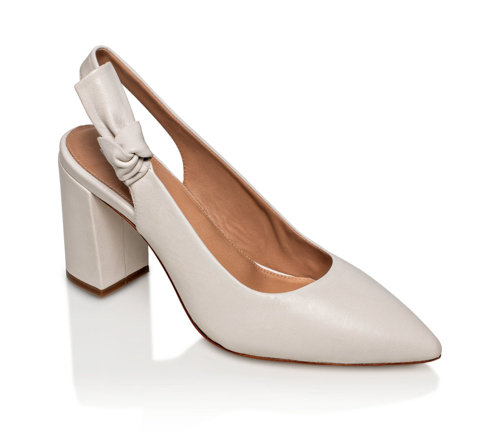 Daphne Leather Slingback Pump Off-White - Luzilly Bridal & Apparel