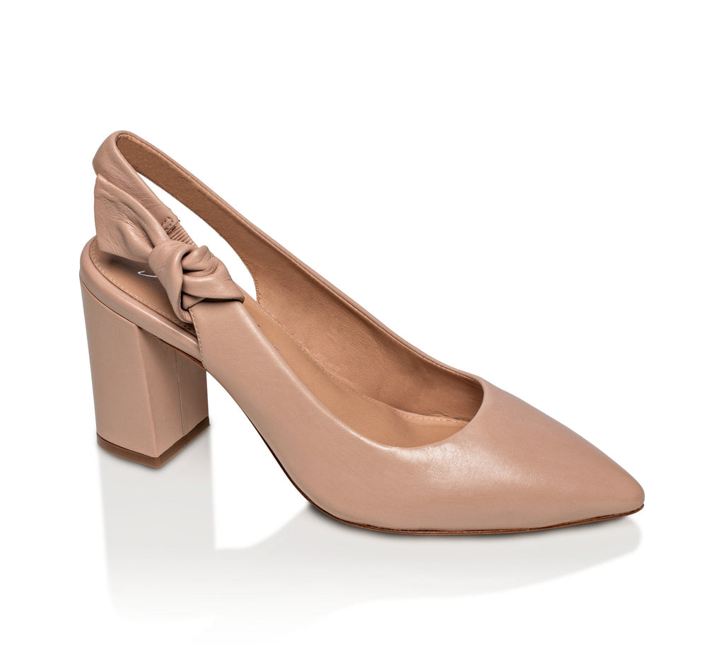 Daphne Leather Slingback Pump Taupe - Luzilly Bridal & Apparel