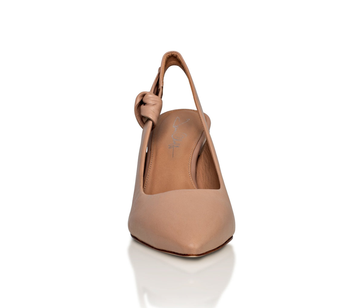 Daphne Leather Slingback Pump Taupe - Luzilly Bridal & Apparel