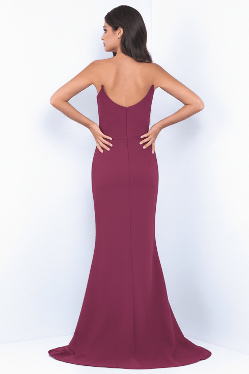 Daris Gown - Berry - Cat-Eye Scoop Neckline Dress - Luzilly Bridal & Apparel