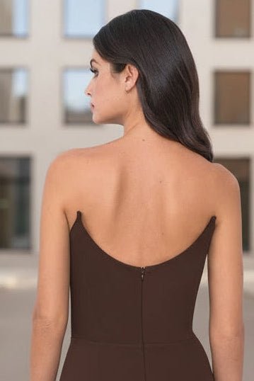 Daris Gown - Chocolate - Cat-Eye Scoop Neckline Dress - Luzilly Bridal & Apparel