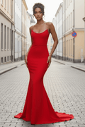 Daris Gown - Red - Cat-Eye Scoop Neckline Dress - Luzilly Bridal & Apparel