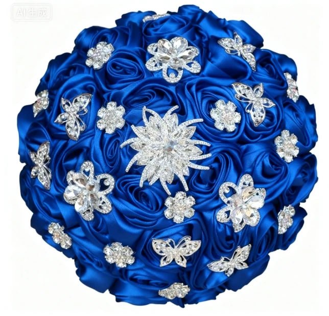 Dark Blue Rose Wedding Bouquet - Luzilly Bridal & Apparel