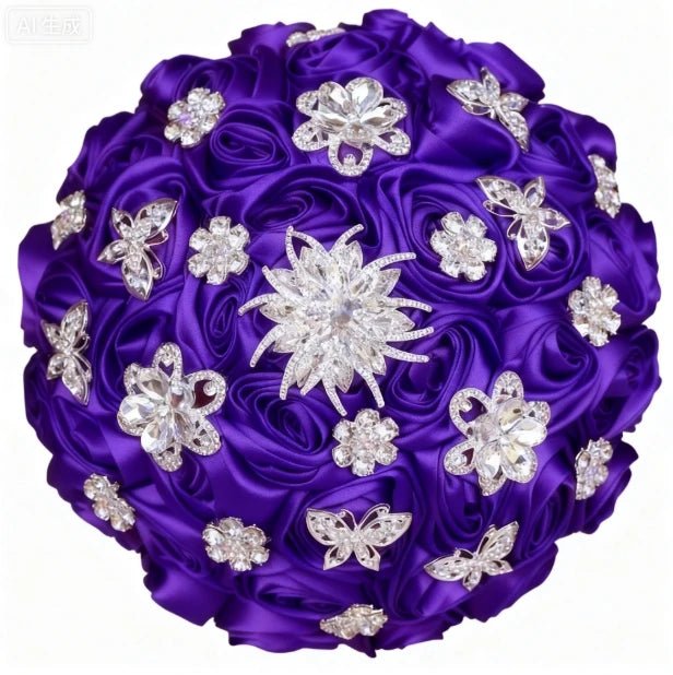 Dark Blue Rose Wedding Bouquet - Luzilly Bridal & Apparel