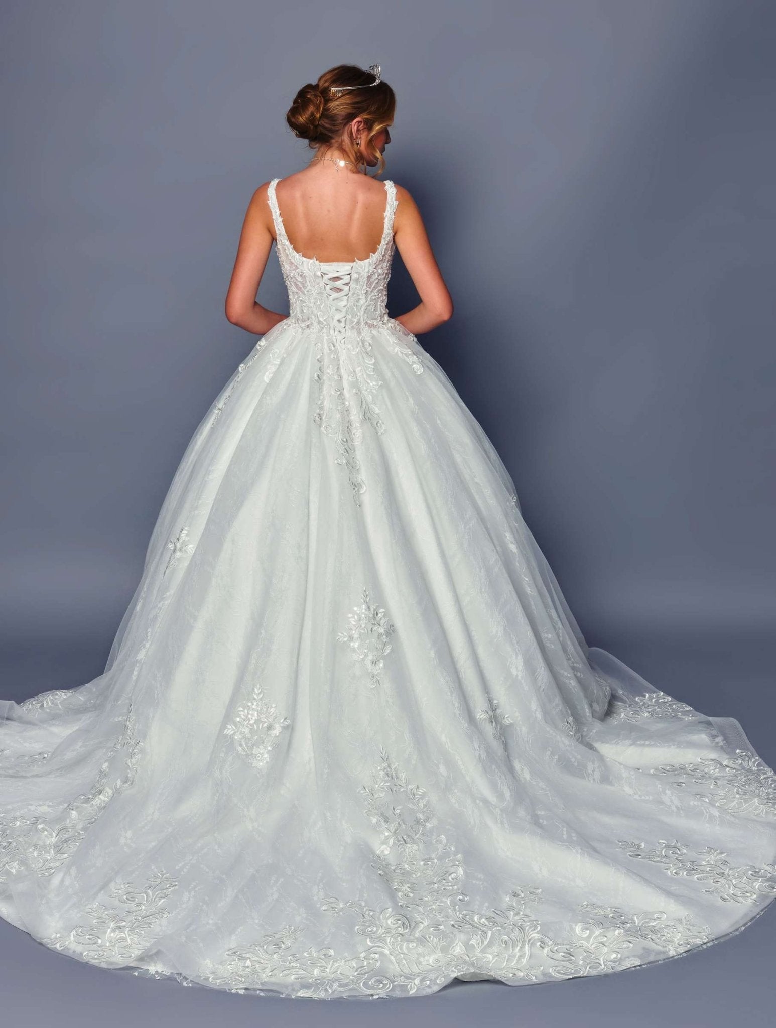 DeKlaire Bridal 489 Wedding Dress V-Neck A-Line Ball Gown - Luzilly Bridal & Apparel