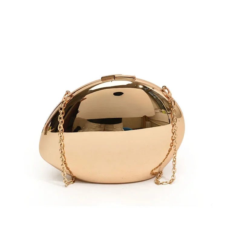 Designer Acrylic Shell Shape Clutch Bag | Gold Silver Women's Evening Party Bag & Cute Shiny Metal Shoulder Crossbody Bags (Small Purse) - Luzilly Bridal & Apparel