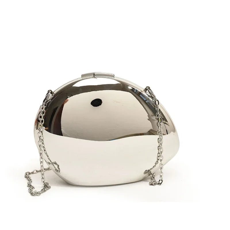 Designer Acrylic Shell Shape Clutch Bag | Gold Silver Women's Evening Party Bag & Cute Shiny Metal Shoulder Crossbody Bags (Small Purse) - Luzilly Bridal & Apparel
