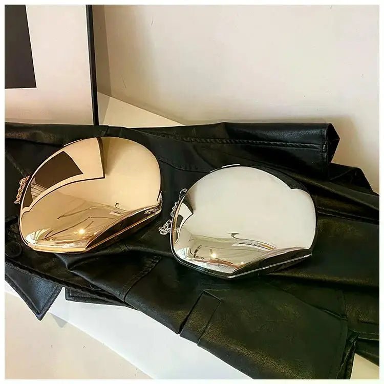 Designer Acrylic Shell Shape Clutch Bag | Gold Silver Women's Evening Party Bag & Cute Shiny Metal Shoulder Crossbody Bags (Small Purse) - Luzilly Bridal & Apparel