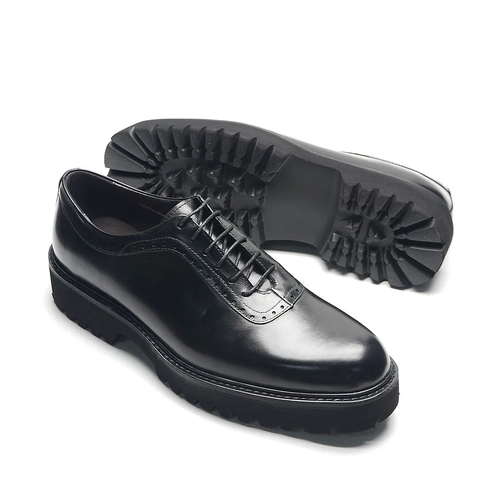 Designer Luxury Platform Oxfords for Men | Cow Suede Genuine Leather Black & Blue Casual Shoe (Height Increasing) - Luzilly Bridal & Apparel