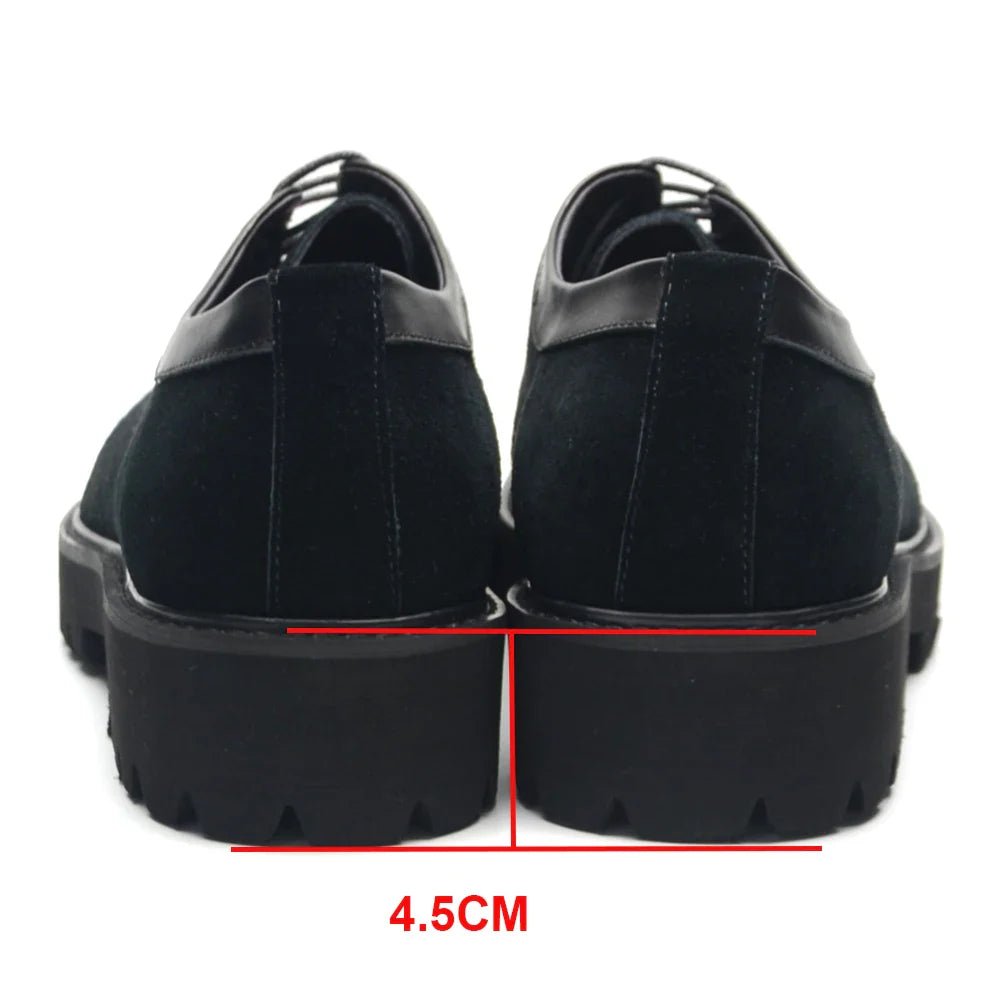 Designer Luxury Platform Oxfords for Men | Cow Suede Genuine Leather Black & Blue Casual Shoe (Height Increasing) - Luzilly Bridal & Apparel