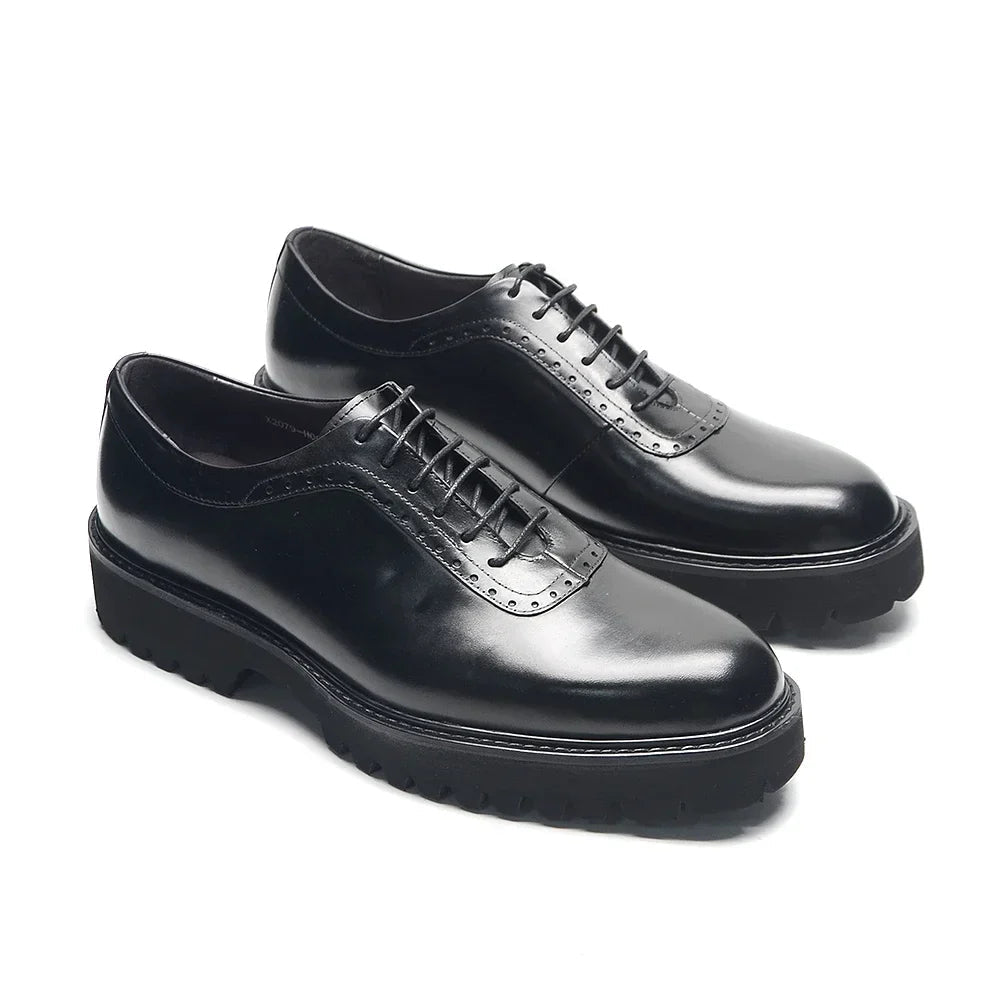 Designer Luxury Platform Oxfords for Men | Cow Suede Genuine Leather Black & Blue Casual Shoe (Height Increasing) - Luzilly Bridal & Apparel
