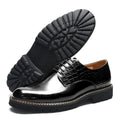 Designer Men's Genuine Leather Casual Derby Shoes | Crocodile Print Business & Social Sneakers (Height Increasing) - Luzilly Bridal & Apparel
