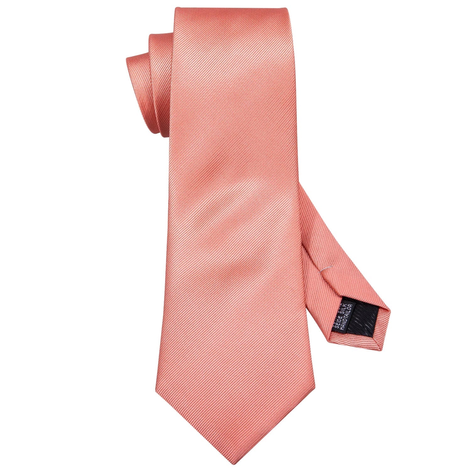 Designer Mens Tie Jacquard Necktie Pocket Square Cufflinks Set Coral Pink Solid for Male Men Wedding Busniess Party Ties Gift - Luzilly Bridal & Apparel