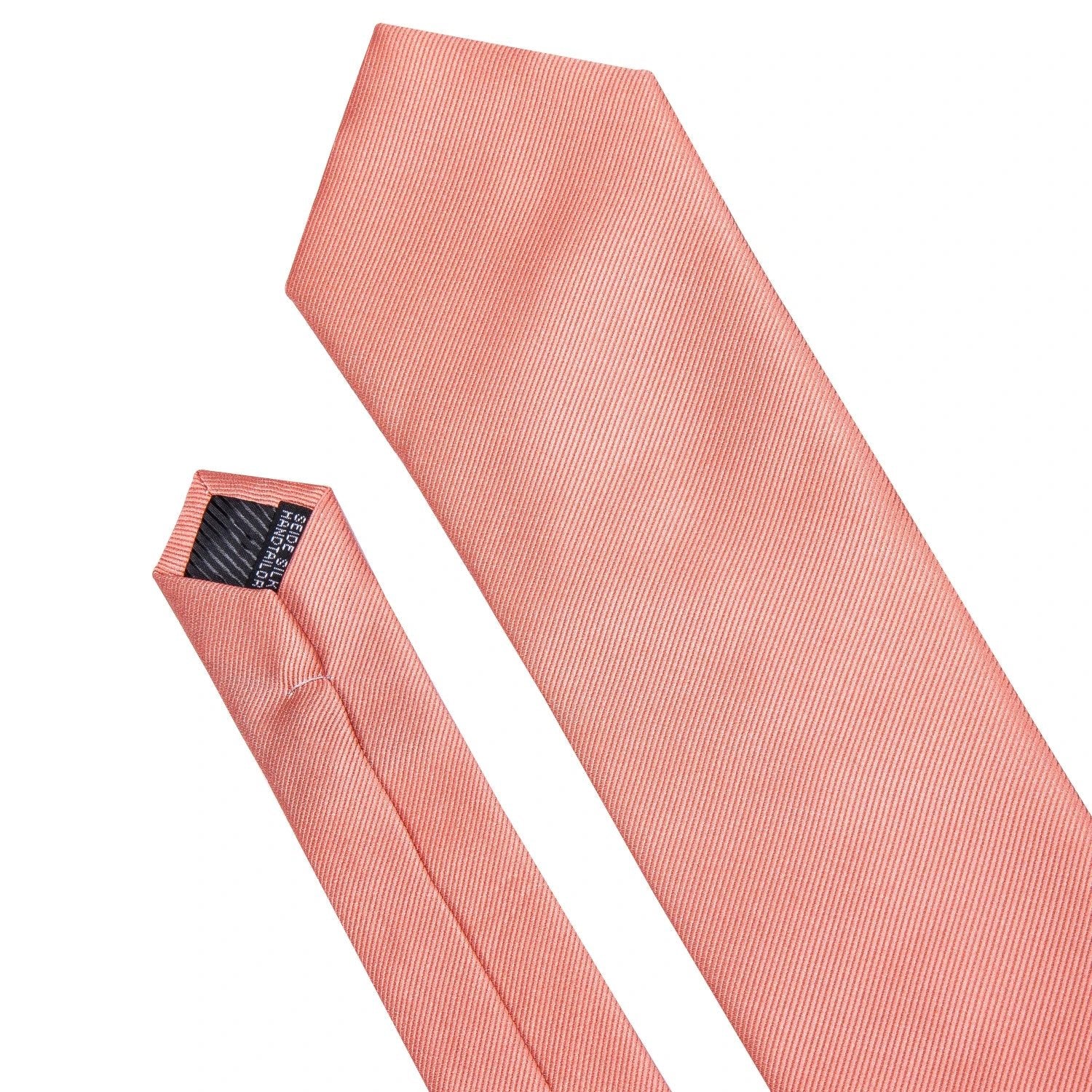 Designer Mens Tie Jacquard Necktie Pocket Square Cufflinks Set Coral Pink Solid for Male Men Wedding Busniess Party Ties Gift - Luzilly Bridal & Apparel