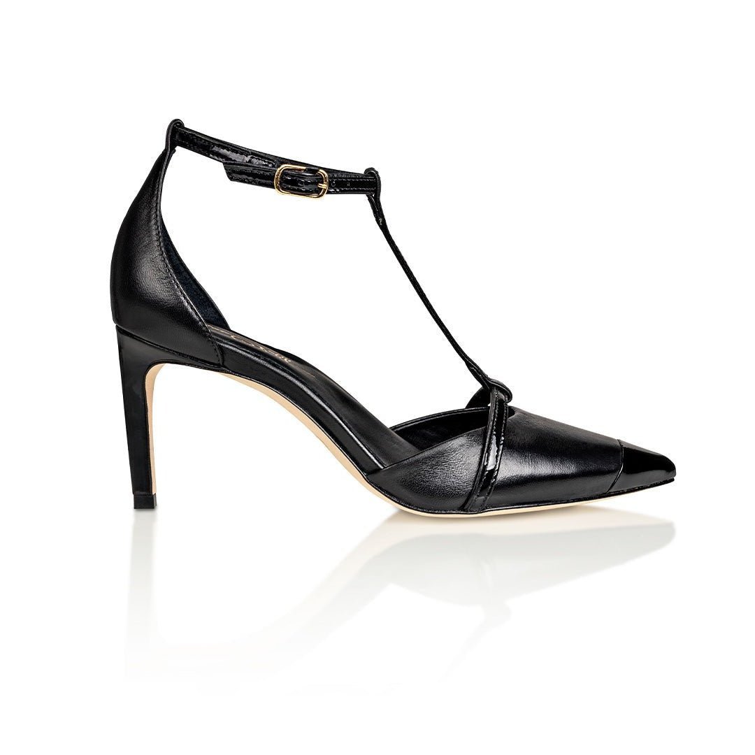 Desiree Black Nappa / Black Patent - Luzilly Bridal & Apparel