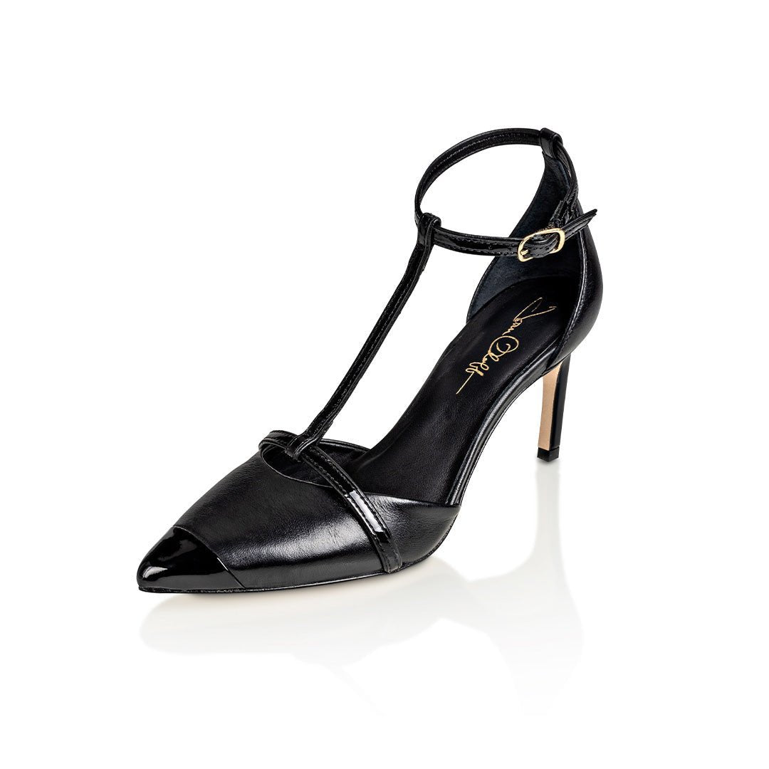 Desiree Black Nappa / Black Patent - Luzilly Bridal & Apparel